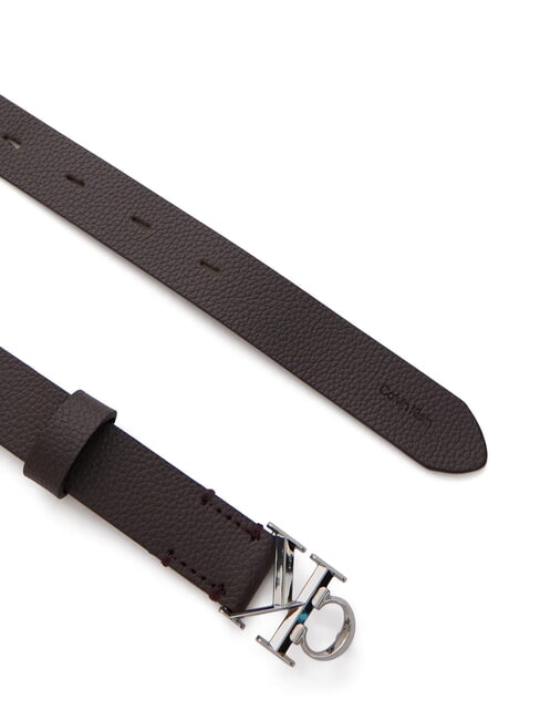 FACTED CK BUCKLE Curea de piele fudge/nichel strălucitor - Curele