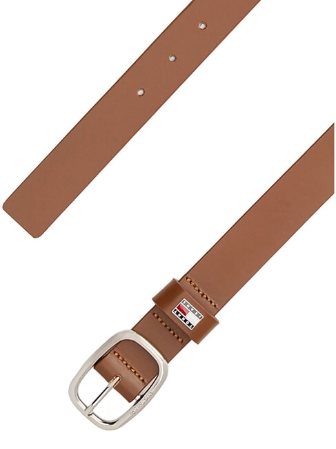 TOMMY JEANS OVAL  Curea din piele scurtabilă coniac - Curele