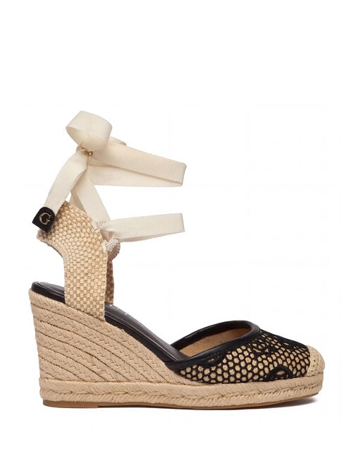 CHEYIN Sandale espadrile cu toc de 10 cm negru natural - Pantofi femei