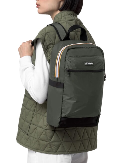 MID LAON Rucsac din nailon hidrofug verde negricios - Rucsacuri pentru școală și timp liber