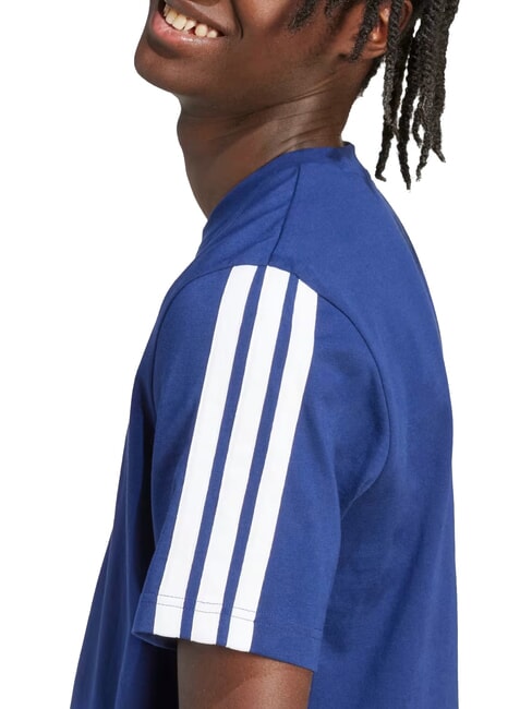 3 STRIPES Tricou cu m&acirc;necă scurtă și guler rotund albastru - tricou