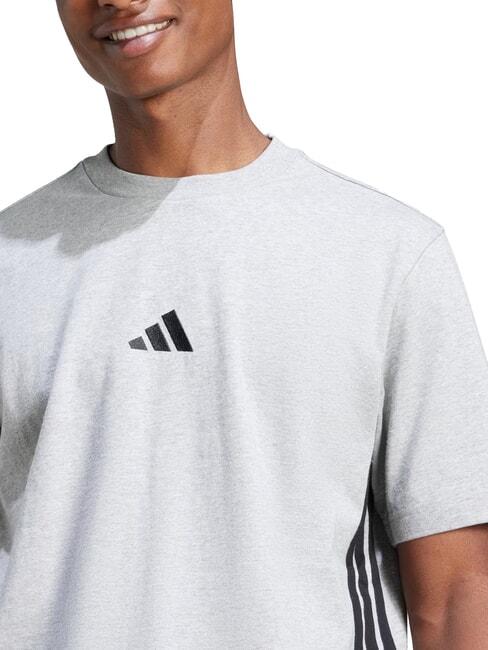 3 STRIPES Tricou cu m&acirc;necă scurtă și guler rotund gri - tricou
