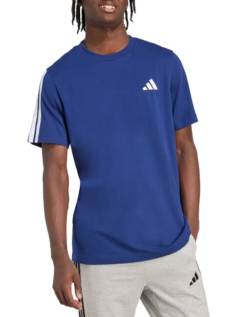 3 STRIPES Tricou cu m&acirc;necă scurtă și guler rotund albastru - tricou