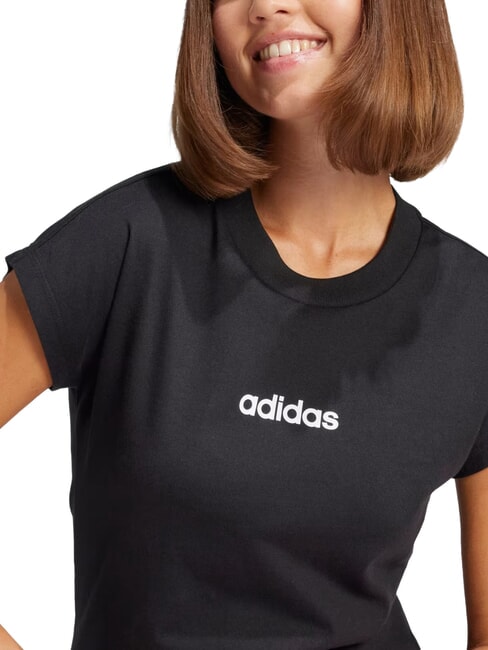 LINEAR Tricou cu m&acirc;necă scurtă, bumbac pur negru - tricou