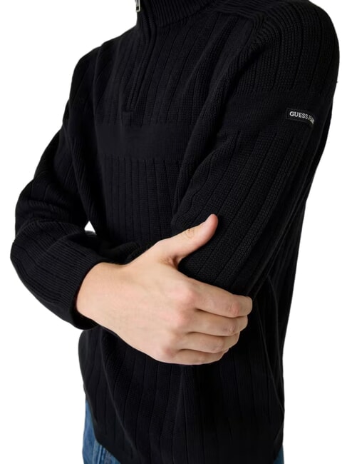 ZIP Pulover de bumbac jetbla - Pulovere pentru bărbați