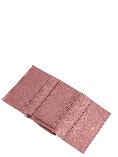 METALLIC SOFT Portofel dublu din piele ciocanita trandafir de iarnă - Portofele femei