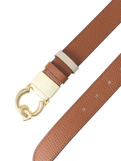 C-ME BICOLOR  Curea reversibilă din piele coniac/eucalipt - Curele
