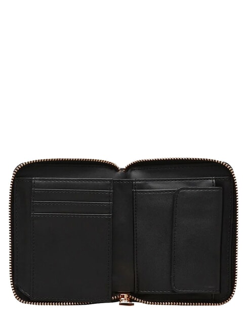 EMBOSSED QUILTED Portofel compact, cu fermoar negru - Portofele femei