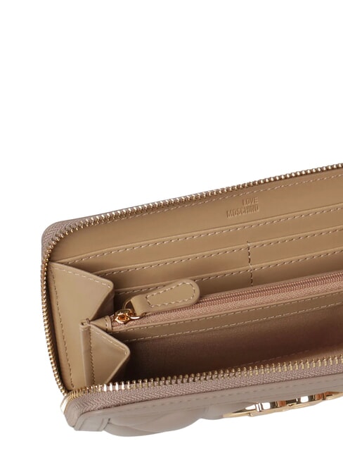 EMBOSSED QUILTED Portofel mare cu fermoar nisip - Portofele femei