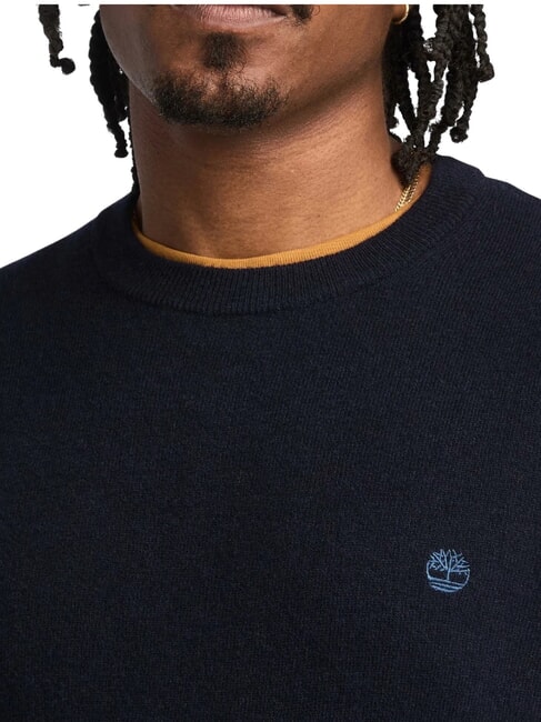 MERINO Pulover cu g&acirc;t crew din amestec de l&acirc;nă safir &icirc;nchis/denim &icirc;nchis - Pulovere pentru bărbați