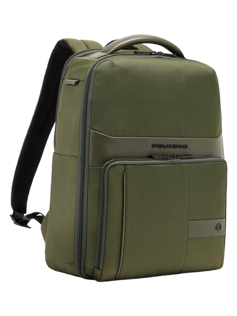 WOLLEM Rucsac din piele și material textil, suport pentru laptop de 14". VERDE - Rucsacuri pentru laptop