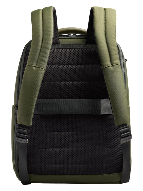 WOLLEM Rucsac din piele și material textil, suport pentru laptop de 14". VERDE - Rucsacuri pentru laptop