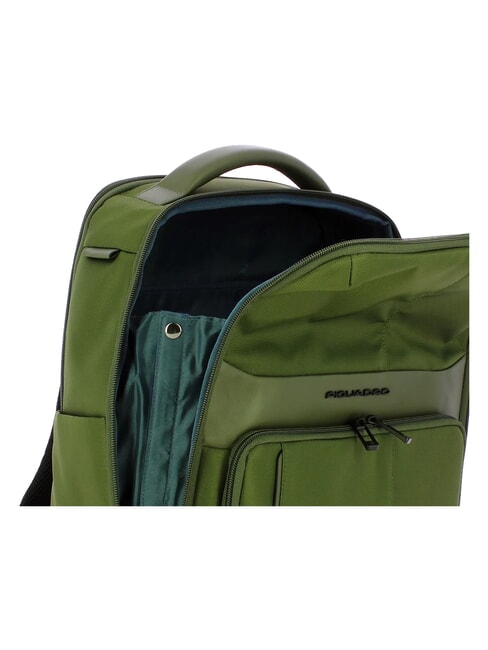 WOLLEM Rucsac din piele și material textil, suport pentru laptop de 14". VERDE - Rucsacuri pentru laptop