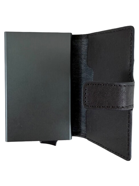 BLACK SQUARE Suport card din piele verde/maro &icirc;nchis - Portofele bărbați