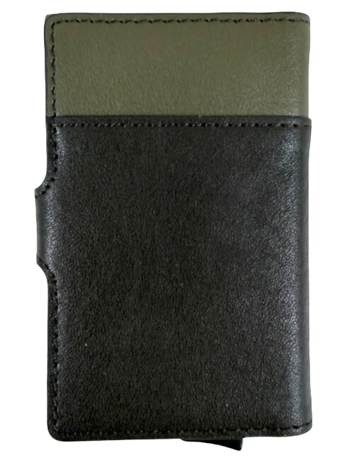 BLACK SQUARE Suport card din piele verde/maro &icirc;nchis - Portofele bărbați