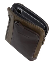 PIQUADRO BLACK SQUARE  Geanta plat din piele verde/maro &icirc;nchis - Genți de umăr bărbați - 4