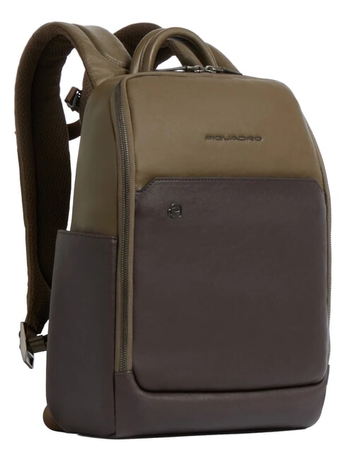 BLACK SQUARE Rucsac pentru laptop de 13", din piele verde/maro &icirc;nchis - Rucsacuri pentru laptop