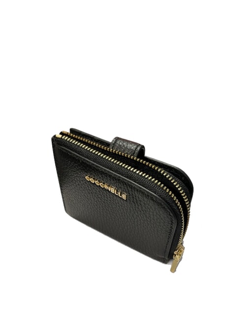 METALLIC SOFT Portofel mini din piele negru - Portofele femei