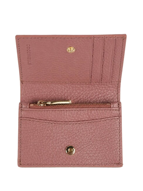 METALLIC SOFT Portofel compact din piele trandafir de iarnă - Portofele femei