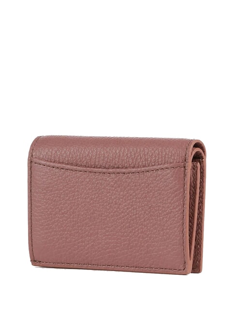 METALLIC SOFT Portofel compact din piele trandafir de iarnă - Portofele femei