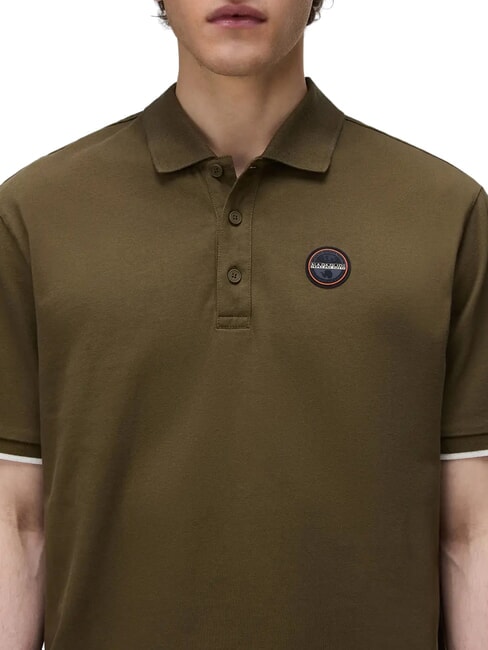 E-BADGE SS 1 Tricou polo cu m&acirc;necă scurtă măsliniu &icirc;nchis - maiou Polo