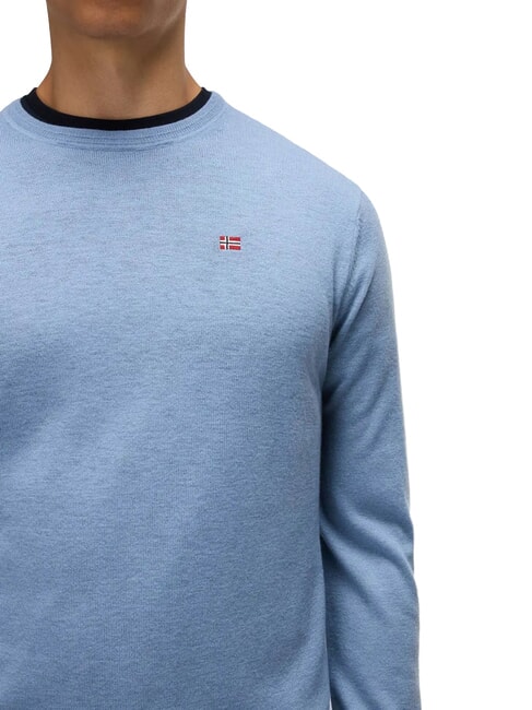 DAMAVAND Pulover de l&acirc;nă denim decolorat - Pulovere pentru bărbați