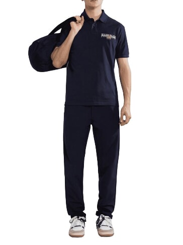E-AYLMER Tricou polo cu m&acirc;necă scurtă blu marine - maiou Polo