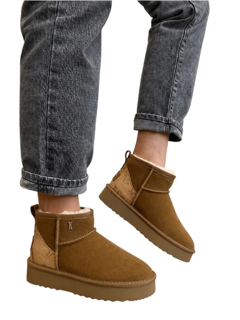 GEO Ghete din piele pentru gleznă NATURAL - Pantofi femei