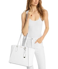 MICHAEL KORS TARYN Geantă de cumpărături din piele de umăr alb - Genți femei - 2