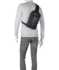 PIQUADRO CRONUS Rucsac din piele cu un singur umăr albastru - Rucsacuri pentru laptop - 4