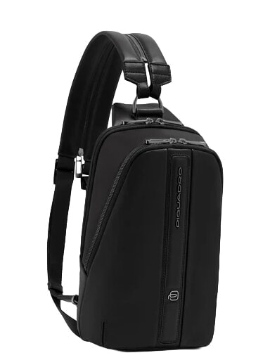 VICTOR Rucsac din piele cu un singur umăr negru - Rucsacuri pentru laptop