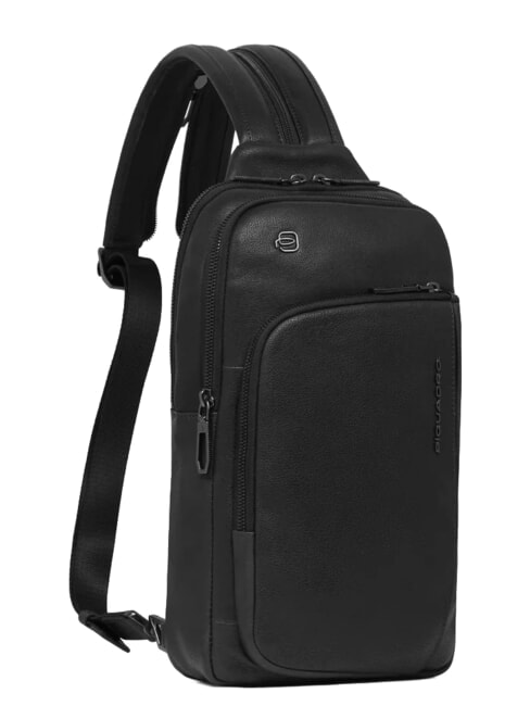 CRONUS Rucsac din piele cu un singur umăr negru - Rucsacuri pentru laptop
