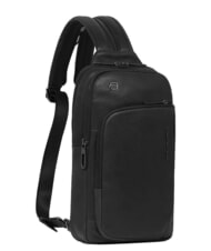 PIQUADRO CRONUS Rucsac din piele cu un singur umăr negru - Rucsacuri pentru laptop - 2