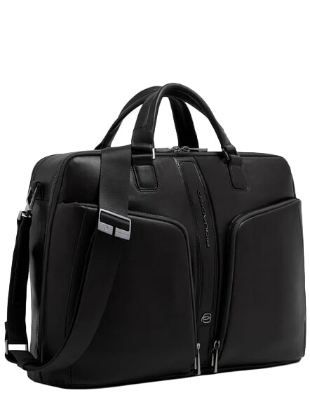 W143 Servietă din piele pentru laptop de 15,6" negru - Serviete birou