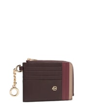 PIQUADRO CIRCLE Suport card/chei din piele vișiniu/roz - Portofele bărbați - 3