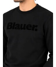 BLAUER CROSBY Hanorac cu guler rotund și logo negru - Pulovere pentru bărbați - 3