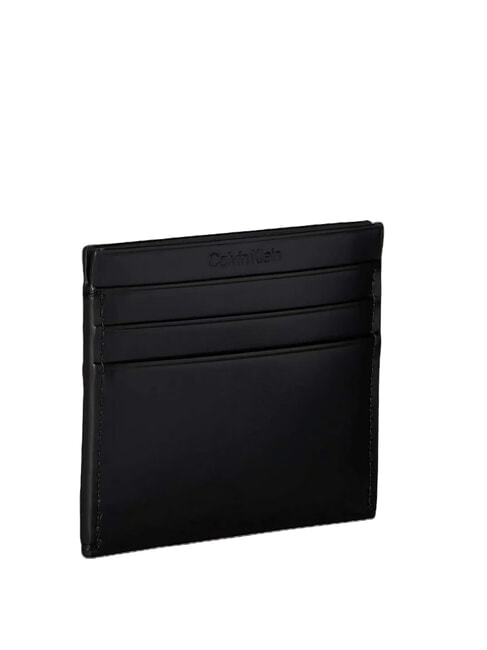 CK Portcard plat din piele pe negru - Portofele femei