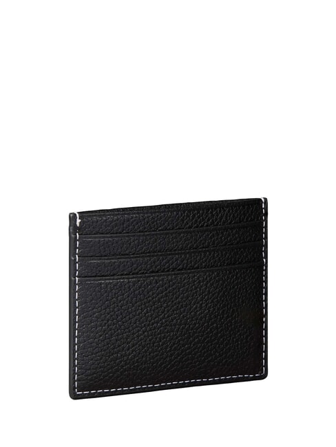 BOLD PEBBLE Suport card din piele pe negru - Portofele bărbați