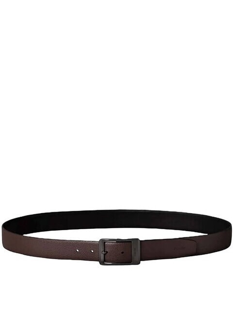 RECTANGULAR Curea reversibilă din piele negru / maro &icirc;nchis / mat - Curele