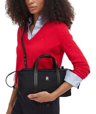 TOMMY HILFIGER TH SOFT NYLON Geantă de m&acirc;nă, cu curea de umăr negru - Genți femei - 2