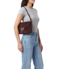 PINKO LOVE SATCHEL Geantă de umăr, din piele &icirc;ntoarsă Burgundia-aur antic - Genți femei - 2