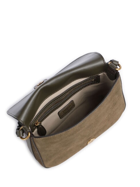 LOVE SATCHEL Geantă de umăr mini, din piele verde măsliniu &icirc;nchis - auriu antic - Genți femei