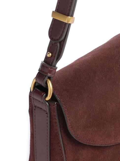 LOVE SATCHEL Geantă de umăr mini, din piele Burgundia-aur antic - Genți femei