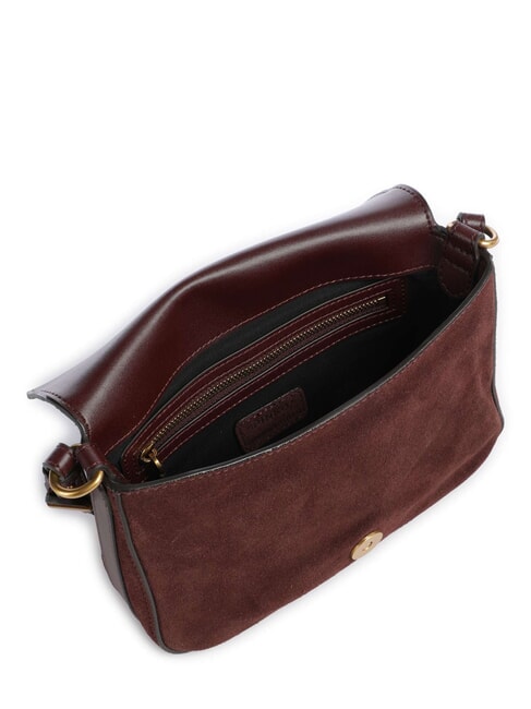 LOVE SATCHEL Geantă de umăr mini, din piele Burgundia-aur antic - Genți femei
