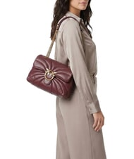 PINKO LOVE PUFF CLASSIC Geanta de umar din piele nappa coacăze intense - aur antic - Genți femei - 2