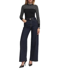 GUESS MOCK NECK AUBREY 4G Pulover slim fit piatră neagră discretă co - Pulovere pentru femei - 4