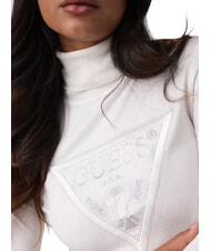 GUESS HALLIE TRIANGLE Pulover cu guler &icirc;nalt și m&acirc;necă lungă cremwhi - Pulovere pentru femei - 4