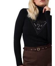 GUESS HALLIE TRIANGLE Pulover cu guler &icirc;nalt și m&acirc;necă lungă jetbla - Pulovere pentru femei - 4