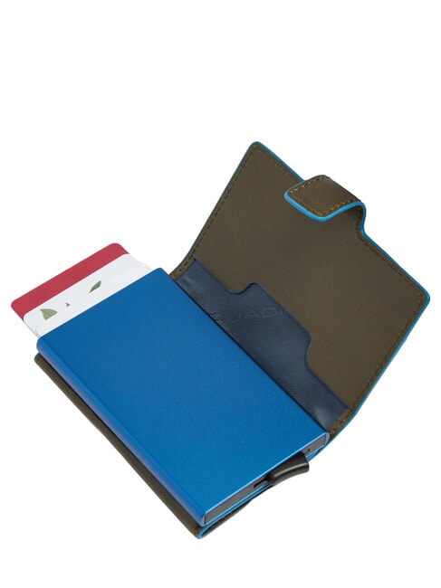 BLUE SQUARE Suport card de credit din piele si metal VERDE - Portofele bărbați
