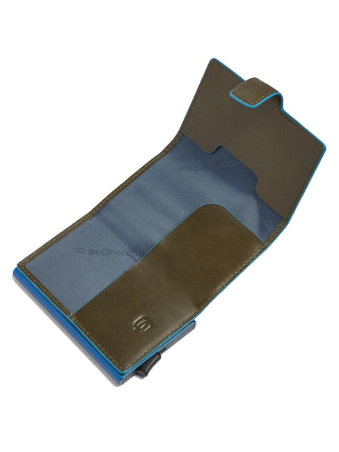 BLUE SQUARE Suport card de credit din piele si metal VERDE - Portofele bărbați